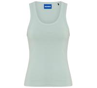 Tanktop HUGO "Damatank", Damen, Gr. L, grün (open grün 381), Single Jersey, Obermaterial: 95% Baumwolle, 5% Elasthan, unifarben, extraeng hüftlang, tiefer Rundhals, Tops Tanktop, aus Stretch-Baumwolle
