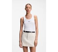 Tanktop HUGO "Damatank", Damen, Gr. S, weiß 100, Single Jersey, Obermaterial: 95% Baumwolle, 5% Elasthan, unifarben, extraeng hüftlang, tiefer Rundhals, Tops Tanktop, aus Stretch-Baumwolle, Extra Slim