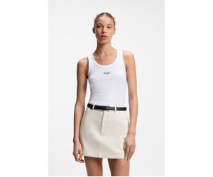 Tanktop HUGO "Damatank", Damen, Gr. XXL, weiß (weiß 100), Single Jersey, Obermaterial: 95% Baumwolle, 5% Elasthan, unifarben, extraeng hüftlang, tiefer Rundhals, Tops Tanktop, aus Stretch-Baumwolle, E