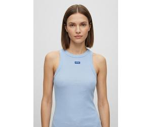 Tanktop HUGO "Easy Tank", Damen, Gr. XXL (44), open blau 477, Feinripp, Obermaterial: 96% Baumwolle, 4% Elasthan, unifarben, slim fit normal, Rundhals, Tops Tanktop, Stretch-Baumwolle, Slim Fit (26797