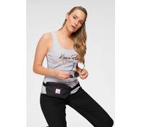 Tanktop KANGAROOS, Damen, Gr. 44/46, grau (hellgrau, meliert), Rippware, Obermaterial: 95% Baumwolle, 5% Viskose, bedruckt, meliert, sehr figurbetont hüftlang, Rundhals, Tops Tanktop, mit femininem Fr