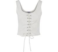Tanktop KARL KANI "Karl Kani Damen KW241-003-1 Karl Kani KK Og Lace Up Corset Top", Damen, Gr. XXS, sanftes weiß, 98% Baumwolle, 2% Elasthan, unifarben, slim fit, Tops Tanktop (46178856-XXS)