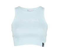Tanktop KARL KANI "Karl Kani Kani Rib Racer Top", Damen, Gr. XS, turquoise, 97% Baumwolle, 3% Elasthan, bedruckt, slim fit, Tops Tanktop (61805031-XS) turquoise