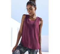 Tanktop LASCANA ACTIVE, Damen, Gr. L (44/46), rot (dunkelrot), Jersey, Obermaterial: 66% Polyester, 29% Viskose, 5% Elasthan, Mesh, unifarben, figurbetont hüftlang, Rundhals, Tops Tanktop, Sporttop mi
