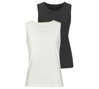 Tanktop LASCANA "aus luftiger Baumwoll-Modal-Qualität", Damen, Gr. 32/34, beige (creme, schwarz), Single Jersey, Obermaterial: 50% Baumwolle, 45% Modal (TENCEL™), 5% Elasthan, unifarben, Basic, bequem