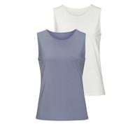 Tanktop LASCANA "aus elastischer Baumwoll-Modal-Qualität", Damen, Gr. 44/46, blau (hellblau, creme), Single Jersey, Obermaterial: 50% Baumwolle, 45% Modal (TENCEL™), 5% Elasthan, unifarben, Basic, beq