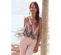 LASCANA Tanktop Damen sand-bordeaux bedruckt Gr.32/34