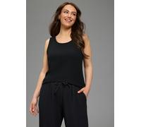 Tanktop LAURA SCOTT CURVE "Große Größen", Damen, Gr. 44/46, schwarz, Rippware, Obermaterial: 95% Viskose, 5% Elasthan, unifarben, Basic, figurbetont hüftbedeckend, Rundhals, Tops Tanktop, figurbetonte