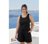 Tanktop LAURA SCOTT CURVE "Große Größen", Damen, Gr. 52/54, schwarz, Rippware, Obermaterial: 95% Viskose, 5% Elasthan, unifarben, Basic, figurbetont hüftbedeckend, Rundhals, Tops Tanktop, figurbetonte