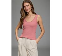 Tanktop LAURA SCOTT, Damen, Gr. 36/38, dunkelrosa, Rippware, Obermaterial: 95% Baumwolle, 5% Elasthan, unifarben, figurbetont hüftlang, Rundhals, Tops Tanktop, tiefer Rundhalsausschnitt und Bogenkante