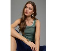 Tanktop LAURA SCOTT, Damen, Gr. 40/42, grün, Rippware, Obermaterial: 100% Baumwolle, unifarben, Basic, figurbetont hüftlang, Rundhals, Tops Tanktop, mit Satin-Kante, figurnah, ärmellos, aus Baumwolle 