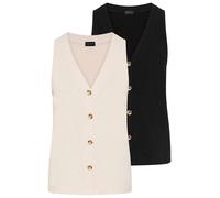 Tanktop LAURA SCOTT, Damen, Gr. 40/42, schwarz, beige, Jersey, Obermaterial: 60% Baumwolle, 40% Polyester, unifarben, figurbetont hüftlang, V-Ausschnitt, Tops Tanktop, mit modischer Knopfleiste (66000