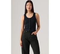Tanktop LEVI'S, Damen, Gr. L (40), anthrazit night, Web, Obermaterial: 94% Baumwolle, 6% Elasthan, unifarben, figurbetont hüftlang, Rundhals, Tops Tanktop, mit Knopfleiste (79421122-L) anthrazit night