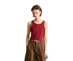 Tanktop MARC O'POLO DENIM, Damen, Gr. L, vivid cherry, Rippware, Obermaterial: 96% Baumwolle, 4% Elasthan, slim fit kurz, Rundhals, Tops Tanktop, slim cropped aus Stretch-Jersey (16650009-L) vivid che