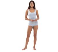 Tanktop MEY "Cotton Pure", Damen, Gr. 40, grau (light grau melange), Single Jersey, Obermaterial: 94% Baumwolle, 6% Elasthan, meliert, schmal hüftbedeckend, tiefer Rundhals, Tops Tanktop, Rundhalsauss