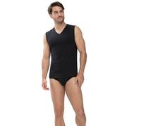 Tanktop MEY "Dry Cotton", Herren, Gr. 6L, schwarz, Single Jersey, Obermaterial: 57% Baumwolle, 38% Polyester, 5% Elasthan, unifarben, körpernah hüftbedeckend, V-Ausschnitt, Tops Tanktop, mit V-Ausschn