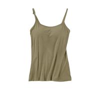 Tanktop mit integriertem BH Damen Top mit Integriertem BH Ärmellose Tanktop Verstellbare Spaghettiträgern Sommer Sport Oberteil Basic Baumwolle Casual Shirt Grün 3XL