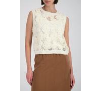Tanktop MONARI "Pullover Stricktop Spitze", Damen, Gr. 40, beige, Spitze, Obermaterial: 80% Polyester, 20% Polyamid, unifarben, regular fit taillenbedeckt, Rundhals, Tops Tanktop, Regular fit mit Spit