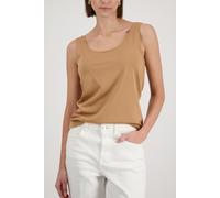Tanktop MONARI "Top Basic", Damen, Gr. 34, biscotti, Web, Obermaterial: 95% Baumwolle, 5% Elasthan, unifarben, regular fit taillenbedeckt, tiefer Rundhals, Tops Tanktop, Körpernahe Passform mit tiefem