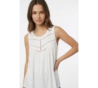 Tanktop O'NEILL "ESSENTIALS TOKEENA TANKTOP", Damen, Gr. XS (34), snow weiß, Obermaterial: 94% Viskose, 6% Elasthan, Tops Tanktop, bestickte Einsätze am U-Ausschnitt, leichte Raffungen (75453228-XS) s
