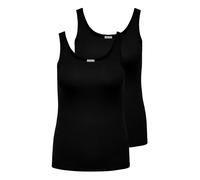 Tanktop ONLY CARMAKOMA "CARTIME TANK TOP 2 PACK", Damen, Gr. XL (54), schwarz, Jersey, Obermaterial: 95% Baumwolle, 5% Elasthan, unifarben, figurbetont normal, Rundhals, Tops Tanktop (84739569-XL) sch