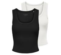 ONLY "ONLEASY S/L TANK TOP JRS 2 PACK" Packung, 2 tlg. Baumwollmischung, regular fit (56964607-L) schwarz pack:cloud dancer