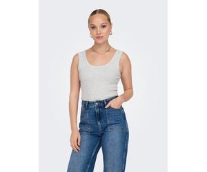 Tanktop ONLY "ONLEASY S/L TANK TOP JRS", Damen, Gr. S, grau (light grau melange), Jersey, Obermaterial: 93% Baumwolle, 7% Elasthan, unifarben, normal, tiefer Rundhals, Tops Tanktop, Baumwollmischung (