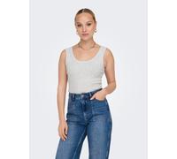Tanktop ONLY "ONLEASY S/L TANK TOP JRS", Damen, Gr. XS, light grau melange, Jersey, Obermaterial: 93% Baumwolle, 7% Elasthan, unifarben, normal, tiefer Rundhals, Tops Tanktop, Baumwollmischung (135119