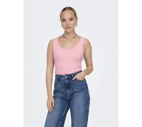 Tanktop ONLY "ONLEASY S/L TANK TOP JRS", Damen, Gr. XS, romance rose, Jersey, Obermaterial: 93% Baumwolle, 7% Elasthan, unifarben, normal, tiefer Rundhals, Tops Tanktop, Baumwollmischung (96298223-XS)