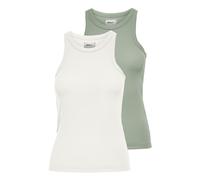Tanktop ONLY "ONLLINDSAY TANK TOP 2 PACK", Damen, Gr. L (40), cloud dancer, Jersey, Obermaterial: 95% Baumwolle, 5% Elasthan, unifarben, sehr figurbetont normal, Rundhals, Tops Tanktop, Baumwollmischu