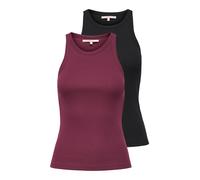 Tanktop ONLY "ONLLINDSAY TANK TOP 2 PACK", Damen, Gr. L, windsor wine pack:schwarz, Jersey, Obermaterial: 95% Baumwolle, 5% Elasthan, unifarben, sehr figurbetont normal, Rundhals, Tops Tanktop, Baumwo