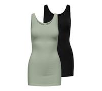 Tanktop ONLY "ONLLIVE - Slim-Fit Tanktops mit Stretch für optimalen Sitz", Damen, Gr. XS (34), grün (desert sage pack:schwarz), Jersey, Obermaterial: 95% Baumwolle, 5% Elasthan, unifarben, slim fit Po