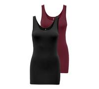 Tanktop ONLY "ONLLIVE - Slim-Fit Tanktops mit Stretch für optimalen Sitz", Damen, Gr. XS, schwarz (schwarz pack:schwarz, windsor wine), Jersey, Obermaterial: 95% Baumwolle, 5% Elasthan, unifarben, sli