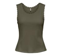 Tanktop ONLY "ONLLUNI S/L TANK TOP CS JRS", Damen, Gr. L, kalamata, Jersey, Obermaterial: 57% Baumwolle, 38% Polyester, 5% Elasthan, unifarben, regular fit normal, Rundhals, Tops Tanktop, Baumwollmisc