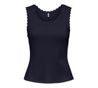 Tanktop ONLY "ONLLUNI S/L TANK TOP CS JRS", Damen, Gr. L, night sky, Jersey, Obermaterial: 57% Baumwolle, 38% Polyester, 5% Elasthan, unifarben, regular fit normal, Rundhals, Tops Tanktop, Baumwollmis