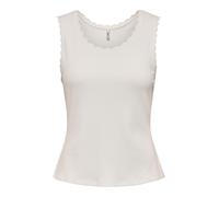 Tanktop ONLY "ONLLUNI S/L TANK TOP CS JRS", Damen, Gr. S, cloud dancer, Jersey, Obermaterial: 57% Baumwolle, 38% Polyester, 5% Elasthan, unifarben, regular fit normal, Rundhals, Tops Tanktop, Baumwoll