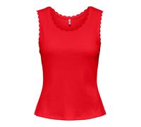 Tanktop ONLY "ONLLUNI S/L TANK TOP CS JRS", Damen, Gr. S, high risk rot, Jersey, Obermaterial: 57% Baumwolle, 38% Polyester, 5% Elasthan, unifarben, regular fit normal, Rundhals, Tops Tanktop, Baumwol