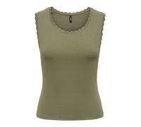 Tanktop ONLY "ONLLUNI S/L TANK TOP CS JRS", Damen, Gr. S, kalamata, Jersey, Obermaterial: 57% Baumwolle, 38% Polyester, 5% Elasthan, unifarben, regular fit normal, Rundhals, Tops Tanktop, Baumwollmisc