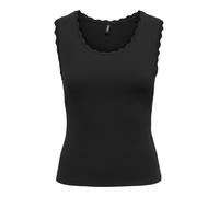 Tanktop ONLY "ONLLUNI S/L TANK TOP CS JRS", Damen, Gr. XL, schwarz, Jersey, Obermaterial: 57% Baumwolle, 38% Polyester, 5% Elasthan, unifarben, regular fit normal, Rundhals, Tops Tanktop, Baumwollmisc