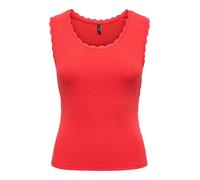 Tanktop ONLY "ONLLUNI S/L TANK TOP CS JRS", Damen, Gr. XS, high risk rot, Jersey, Obermaterial: 57% Baumwolle, 38% Polyester, 5% Elasthan, unifarben, regular fit normal, Rundhals, Tops Tanktop, Baumwo