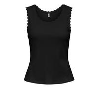 Tanktop ONLY "ONLLUNI S/L TANK TOP CS JRS", Damen, Gr. XS, schwarz, Jersey, Obermaterial: 57% Baumwolle, 38% Polyester, 5% Elasthan, unifarben, regular fit normal, Rundhals, Tops Tanktop, Baumwollmisc