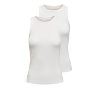 Tanktop ONLY "ONLSALLY TANK TOP 2 PACK CS JRS", Damen, Gr. S, hellweiß pack:hellweiß, Jersey, Obermaterial: 95% Baumwolle, 5% Elasthan, unifarben, slim fit normal, Rundhals, Tops Tanktop (69733755-S) 