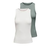 Tanktop ONLY "ONLSALLY TANK TOP 2 PACK CS JRS", Damen, Gr. S, jadeite pack:hellweiß, Jersey, Obermaterial: 95% Baumwolle, 5% Elasthan, unifarben, slim fit normal, Rundhals, Tops Tanktop (15055500-S)