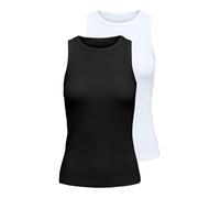 Tanktop ONLY "ONLSALLY TANK TOP 2 PACK CS JRS", Damen, Gr. S, schwarz pack:hellweiß, Jersey, Obermaterial: 95% Baumwolle, 5% Elasthan, unifarben, slim fit normal, Rundhals, Tops Tanktop (84360701-S)