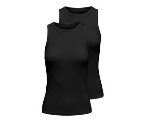 Tanktop ONLY "ONLSALLY TANK TOP 2 PACK CS JRS", Damen, Gr. S, schwarz pack:schwarz, Jersey, Obermaterial: 95% Baumwolle, 5% Elasthan, unifarben, slim fit normal, Rundhals, Tops Tanktop (46056530-S) sc