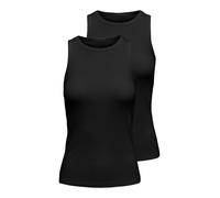 Tanktop ONLY "ONLSALLY TANK TOP 2 PACK CS JRS", Damen, Gr. XL, schwarz pack:schwarz, Jersey, Obermaterial: 95% Baumwolle, 5% Elasthan, unifarben, slim fit normal, Rundhals, Tops Tanktop (46056530-XL)