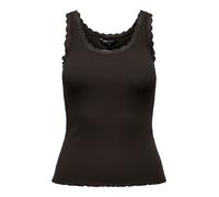 Tanktop ONLY "ONLSARA - Tanktop mit Spitzendetail am Ausschnitt", Damen, Gr. M, chocolate torte, Jersey, Obermaterial: 94% Baumwolle, 6% Elasthan, unifarben, regular fit normal, Rundhals, Tops Tanktop