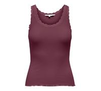 Tanktop ONLY "ONLSARA - Tanktop mit Spitzendetail am Ausschnitt", Damen, Gr. S, burgundy, Jersey, Obermaterial: 94% Baumwolle, 6% Elasthan, unifarben, regular fit normal, Rundhals, Tops Tanktop, regul
