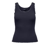 Tanktop ONLY "ONLSARA - Tanktop mit Spitzendetail am Ausschnitt", Damen, Gr. S, night sky, Jersey, Obermaterial: 94% Baumwolle, 6% Elasthan, unifarben, regular fit normal, Rundhals, Tops Tanktop, regu