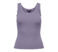 Tanktop ONLY "ONLSARA - Tanktop mit Spitzendetail am Ausschnitt", Damen, Gr. XL, dusk, Jersey, Obermaterial: 94% Baumwolle, 6% Elasthan, unifarben, regular fit normal, Rundhals, Tops Tanktop, Baumwoll